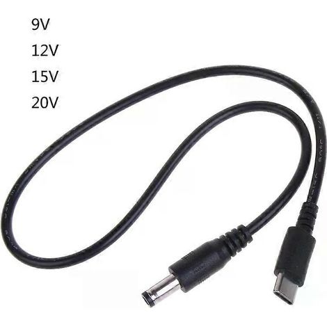 Câble adaptateur convertisseur d'alimentation USB-C vers DC55x21mm 9V 12V 15V 20V PD Trigger pour moniteurs LCD et diffusion - JXLGV (1/4)