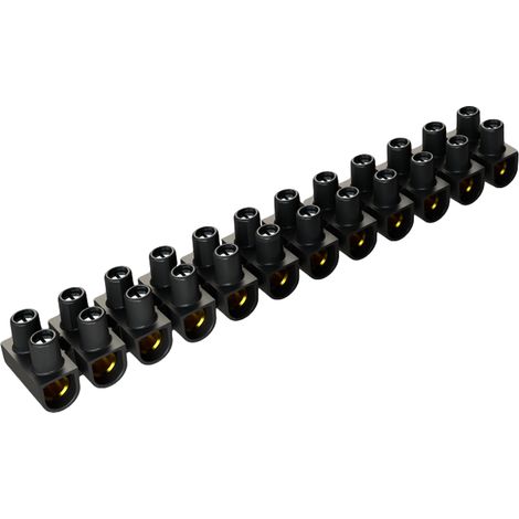 Barrette De Domino électrique 6mm² - 12 Connexions En Laiton - Max 41a - Noir