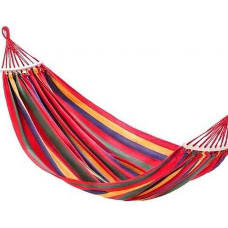 Hängemattenschaukel für Reisen und Camping, 1 Person, groß (280 x 80 cm), atmungsaktive Baumwolle, Tragkraft 150 kg, ideal für Strand, Terrasse, Veranda und Hängemattengarten.