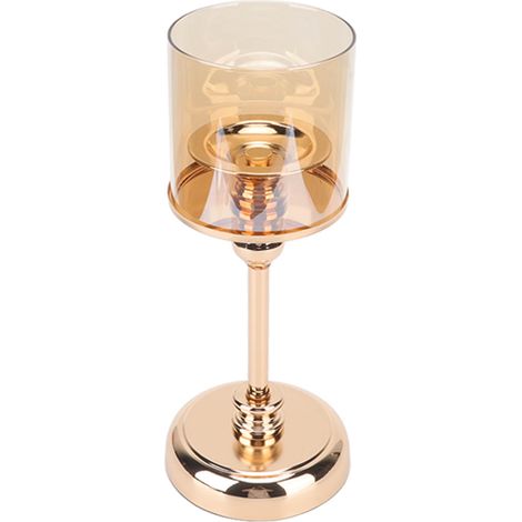 Lustre français de luxe, lumineux et élégant, couleur or champagne. Porte-bougie de table romantique pour un dîner aux chandelles. Accessoire décoratif. (1/5)