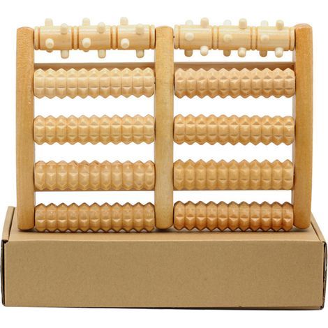 Rouleau de massage des pieds en bois avec picots, accessoire de relaxation plantaire (1/5)