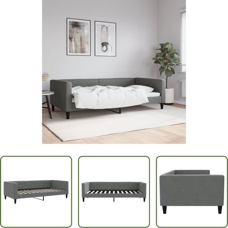 Canapé-lit - Lit de repos gris foncé 100x200 cm tissu (1/5)