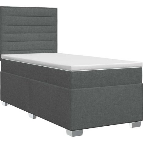 Letto box spring con materasso Grigio Scuro Singolo Tessuto vidaXL (1/5)