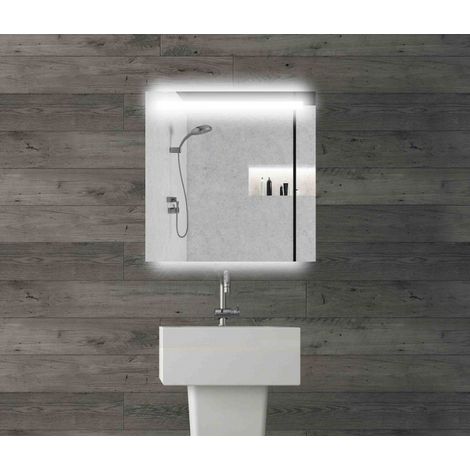 Alle Carrelage - Miroir carré, LED et rétroéclairage 70x70 cm - HORIZON (1/5)