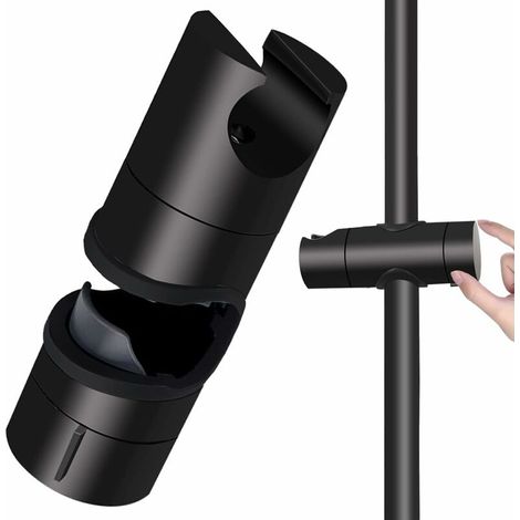 Shower Holder, Universal Black Shower Head Holder for 18-25mm Shower Bar Solid ABS Thicken and Upgraded Version Shower Head Holder, Matte Black (1/5)