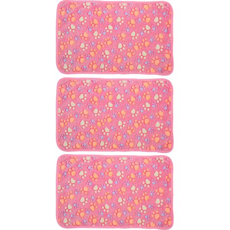 Couverture polaire imprimée pattes de chien, 3 pièces, corail, mignon, résistant aux morsures, tapis de sommeil doux et chaud pour animaux de compagnie, chiens, rose XS (1/5)