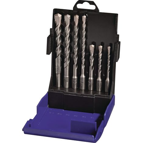 Juego de brocas percutoras SDS-Plus de 7 piezas. Caja de plástico SDS-Plus TECWERK.