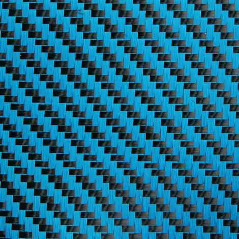 Tessuto ibrido in vera fibra di carbonio e aramide 190 g/m² 3k TWILL blu Misura - 1000mm(100cm) x 1 Metro