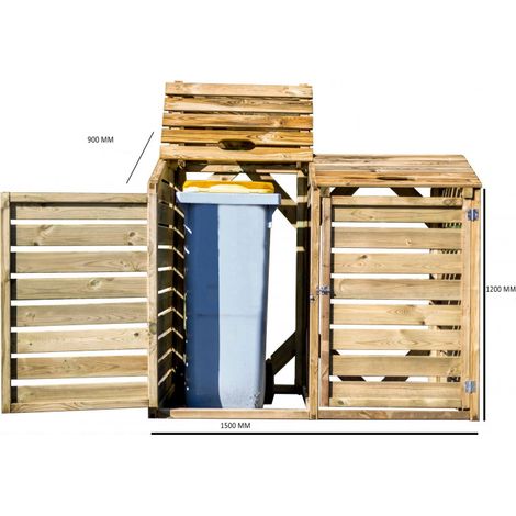 Armadio Basso in Legno 2 Ante Mobile per Secchi Raccolta Differenziata Giardino (1/5)
