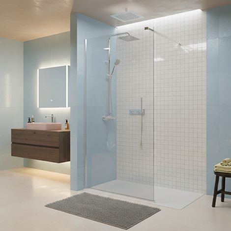 Paroi de douche italienne Clear - 110 x 195 cm - Chrome - LINEA (1/5)