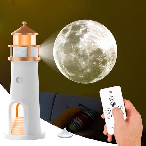 Veilleuse Projecteur LED Lune Phare Rechargeable Télécommande - Décoration Chambre Noël Anniversaire Saint-Valentin - Lumière Nuit Enfant Adulte (1/5)