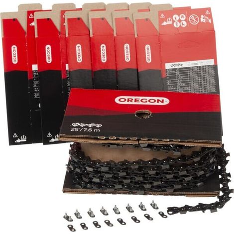 Cadena de motosierra 3/8" 1,6mm 408 eslabones 25 pies dientes chisel multicut Perfil bajo Oregon OREGON M75LPX025R (1/4)