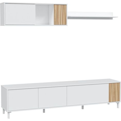 Mueble Salon TV Tempus natural y blanco (1/4)