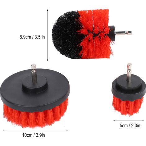 Elektrisches Entkalkungsbürsten-Set – 3-teiliger Power-Scheuerer für Badezimmeroberflächen – Nylon, 10/5/8,9 cm, Rot (1/5)