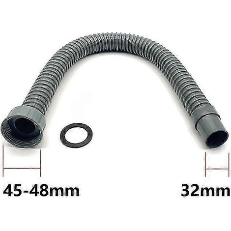 Tuyau d'évacuation flexible de 90 cm - 45 x 32 mm pour le raccordement au robinet - Fabriqué en plastique recyclé recyclable - Gris (1/5)