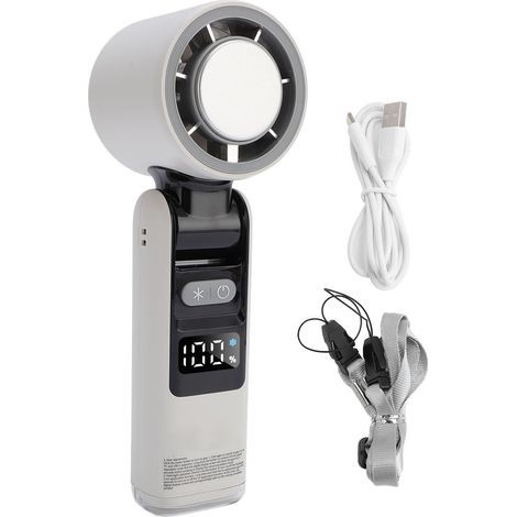 Portable Fan with Digital Display, High-Speed Turbine, Refreshing Cooling, White (1/5)