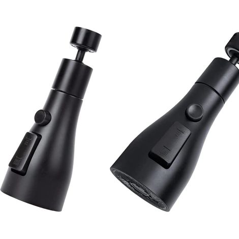 Douchette de robinet de cuisine G1/2 à bec rotatif à 360° avec 3 modes, remplacement pour douchette de robinet de cuisine (noir) (1/5)