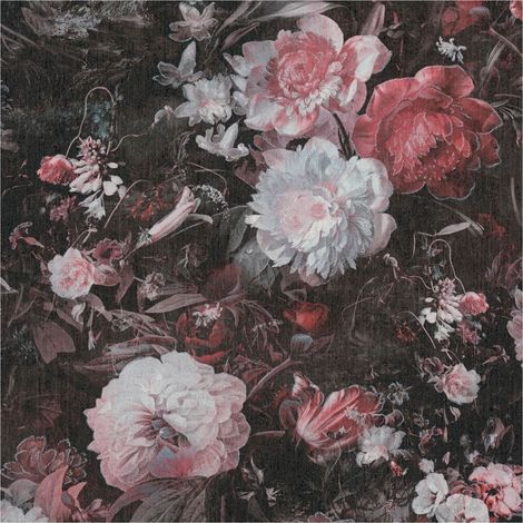 Flowers wallcovering wall Profhome 388214 hot embossed non-woven wallpaper slightly textured with floral ornaments shimmering black pink white silver 5.33 m2 (1/5)