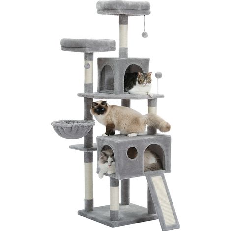 Arbre a Chat Design xxl, Arbre a Chat Multi-etage, Poteau Griffoir Sisal, Nid Super Large en Bas 164cm Beige (1/5)