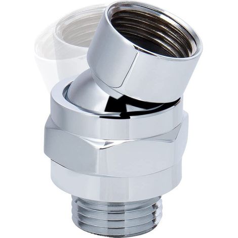 Raccord de douche à rotule en laiton, tête pivotante orientable, extension de bras chromée argent, adaptateur réglable pour pommeau, pièce de plomberie robuste (1/3)