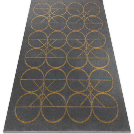 Exklusiv EMERALD Teppich 1010 glamour, stilvoll Kreise grau / gold grey 80x150 cm