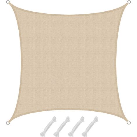 Voile d'ombrage UV 2x2 m HDPE carré ACKERMAN – 80 % filtration UV, résistant déchirure, perméable air/eau (1/5)