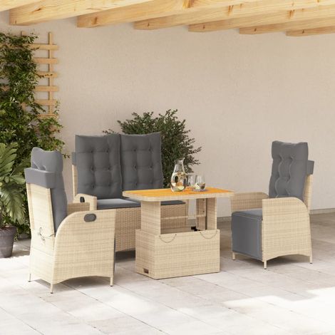 Ensemble à manger de jardin coussins 4 pcs-Salon de jardin beige résine tressée 802295 (1/5)