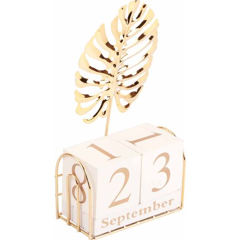 Calendrier perpétuel en bois à feuillets manuels, objet de décoration pour bureau, étude ou café. (1/5)