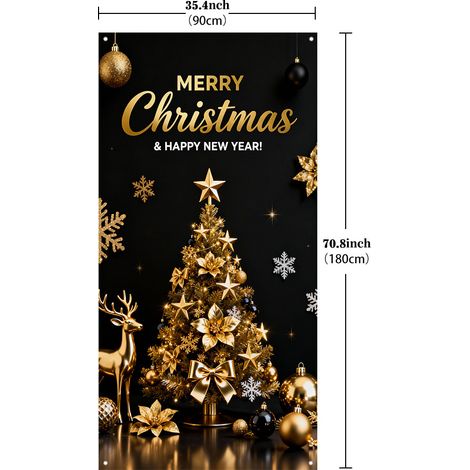 Décorations de Noël 2025 : accessoires, nappes de fond, décorations de cour extérieure, rideaux de porte, tentures de porte - 90 x 180 cm - Lot de 6