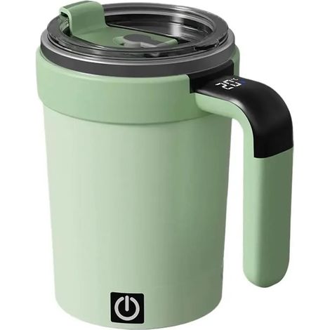 Tazza automescolante - Tazza da caffè in acciaio inox - Indicatore di temperatura - Acciaio inox 304 - Tazza magnetica automatica per caffè/latte/cioccolata calda - 380 ml - Verde