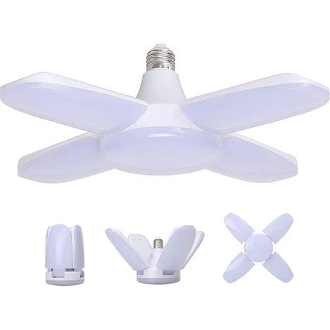 Lampe LED Garage E27 60W 6800Lm 6500K, Plafonnier LED Déformable 4 Panneaux Ajustables, Éclairage Atelier Blanc Froid pour Garage Entrepôt (1/5)