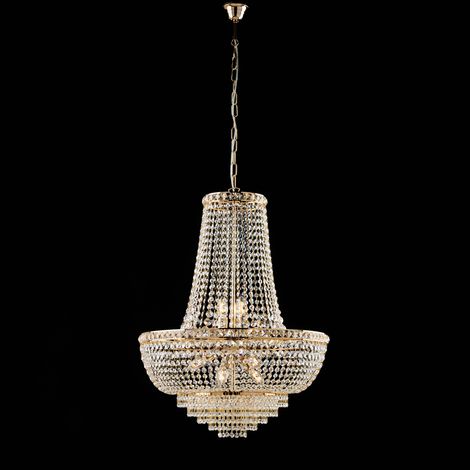 Wagner Lampadario in ferro e ottone dorato con strass 11 luci 142 Ø62 BL266-11-OR (1/2)