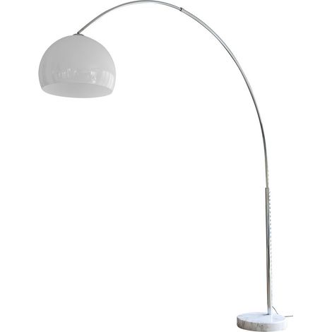 Lampadaire arc réglable en hauteur 230 à 250 cm avec variateur métal et marbre blanc - PANGIVO (1/4)