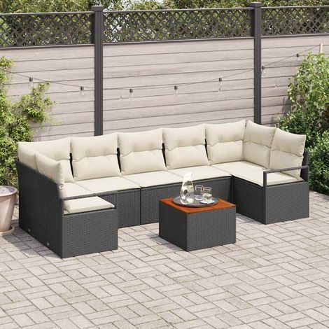 vidaXL Conjunto de sofás de jardín 8 pcs Negro ratán sintético (1/5)