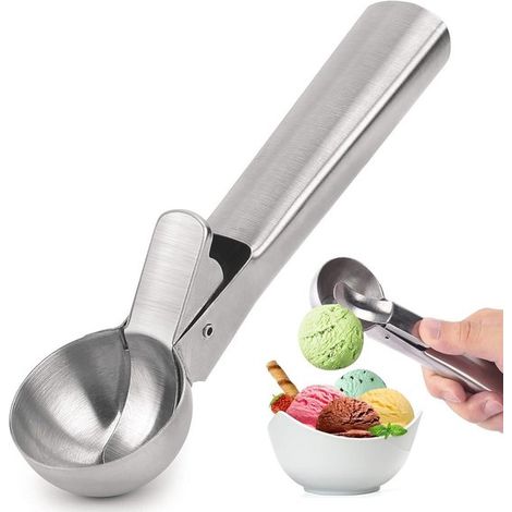 Cuchara para helado, S, 17,84,8 cm, Cuchara para helado de acero inoxidable, gelato y sundaes, Cuchara para helado multifuncional (1/5)