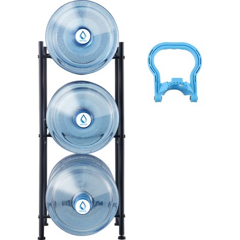 Mophorn 3-stufiger Wasserkrughalter, 5-Gallonen-Flaschenständer, Einzelreihe für 3 Flaschen, robuster Wasserkrugständer für Küche, Büro, Wohnzimmer, schwarz