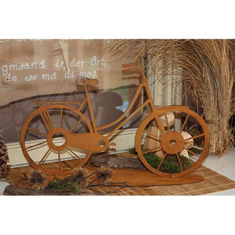 Vélo Décoratif en Métal Aspect Rouille Patiné Décoration de Jardin et Maison 41 cm - PANGIVO (1/5)