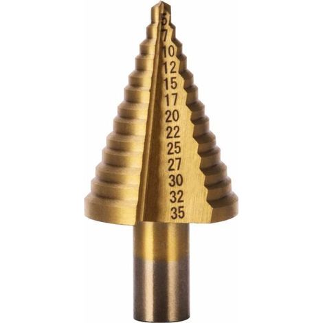 HSS Step Drill Bit for Metal 5-35 mm Professional Titanium Conical Drill Bit Step Drill Bit with Case for Wood, Plastic, and Metal (1/5)