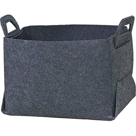 Panier de rangement en feutre, bac pliable de grande capacité avec poignées de transport pour organisateurs de placard à linge, noir et gris (1/5)