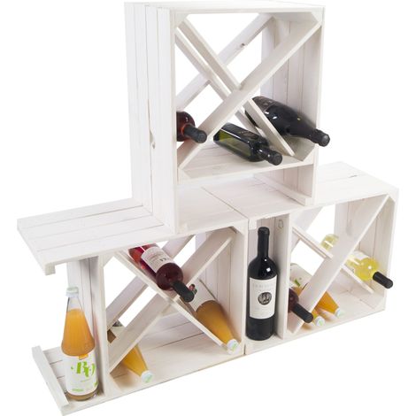 3er Set Weinregal "X" weiß Weinschrank Weinaufbewahrung Flaschenregal (1/4)