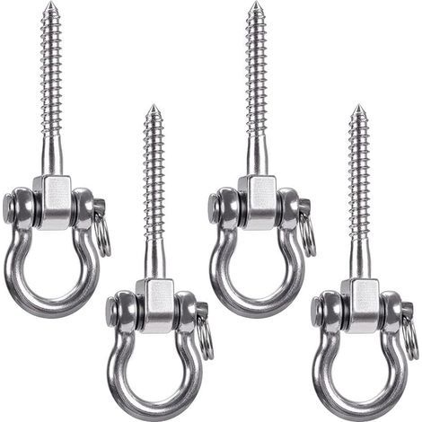 Lot de 4 crochets de balançoire robustes à 180 °, hamac de yoga, corde pour pneus, chaises, sac de sable, sac de frappe, porche (1/4)
