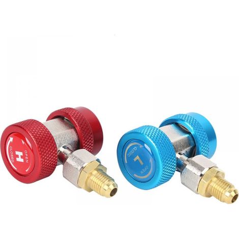 Adaptateur R134A - Raccord Rapide Haut et Bas - Connecteur Climatisation 1/4 Pouces SAE - Pour Diagnostic Climatisation Véhicule - Lot de 1 (1/5)