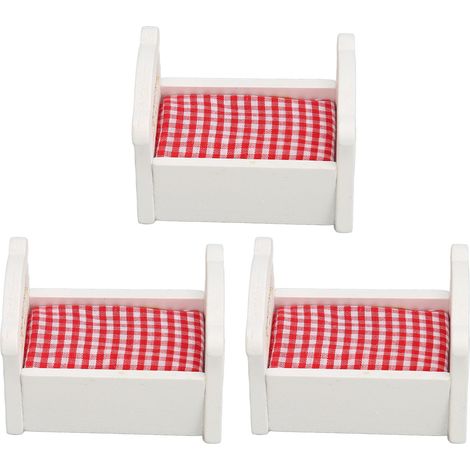 Miniature de Lit Bébé Réaliste en Bois pour Maison de Poupée 1/12 et 1/6, 3 Pièces Décoratives (1/5)
