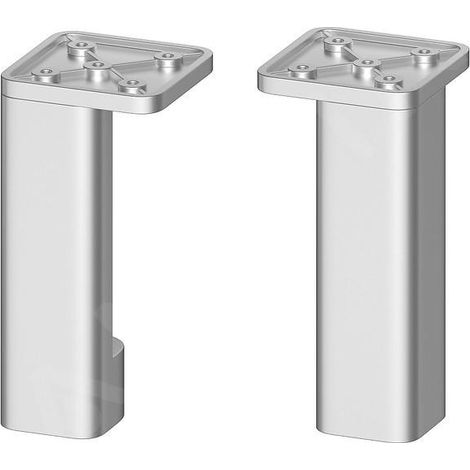 Pieds de meuble décoratifs argentés en plastique – Lot de 2 pièces – Hauteur 12 cm – Compatible meubles Cersanit City – S5990162 (1/3)
