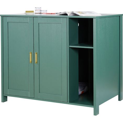 Meuble Bac à Litière Chat Autonettoyant Armoire Cache Maison Toilette Chat, Niche Cache-litière, avec Séparateur Amovible, Prise de Courant, pour la Plupart Bacs à Litière Chats, 105x68x88,5 cm (1/5)