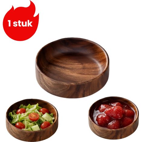 Saladier et coupe à fruits en bois massif 16,5 x 4,5 cm couleur bois bol décoratif pour bonbons amuse gueules noix et pâtisserie (1/5)