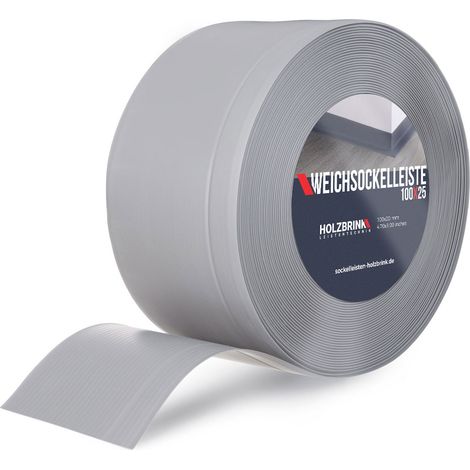HOLZBRINK Plinthe Souple Grise Plinthe Cassée PVC, 100x25 mm, 25 m