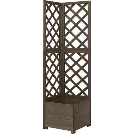 Eck-Spalier mit Pflanzkasten Grau 40x40x150cm Massivholz Tanne