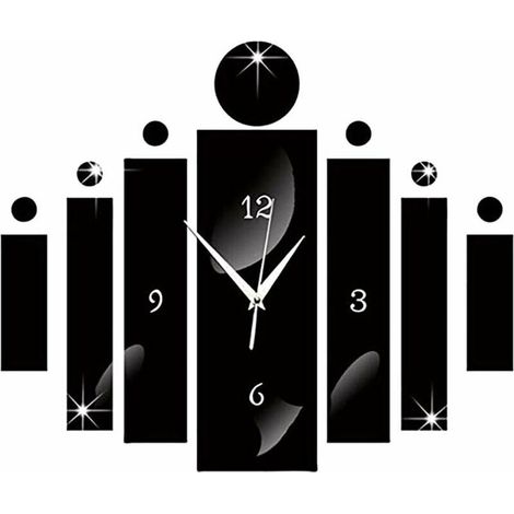 Horloge murale luxe 3d miroir argent horloge murale moderne conception de culture résidentielle montre un autocollant mural business luxe 3d miroir noir (1/5)