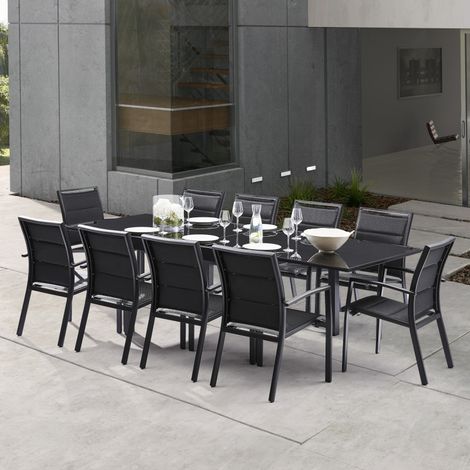 Gartenmöbel Set Modulo T 6/10 + F 10 Full Glas Schwarz Wilsa Garden (1/5)